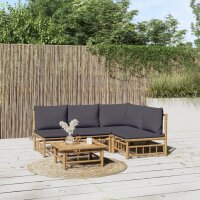 vidaXL 5-tlg. Garten-Lounge-Set mit Dunkelgrauen Kissen...