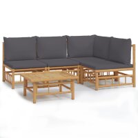 vidaXL 5-tlg. Garten-Lounge-Set mit Dunkelgrauen Kissen...