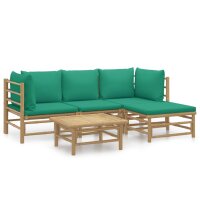 vidaXL 5-tlg. Garten-Lounge-Set mit Grünen Kissen...