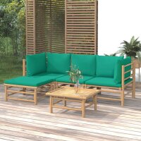 vidaXL 5-tlg. Garten-Lounge-Set mit Grünen Kissen...