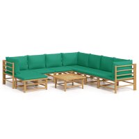 vidaXL 9-tlg. Garten-Lounge-Set mit Gr&uuml;nen Kissen Bambus