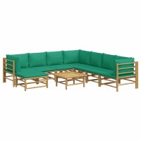 vidaXL 9-tlg. Garten-Lounge-Set mit Gr&uuml;nen Kissen Bambus