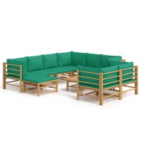 vidaXL 10-tlg. Garten-Lounge-Set mit Grünen Kissen...