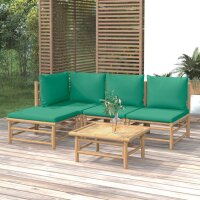 vidaXL 5-tlg. Garten-Lounge-Set mit Grünen Kissen...