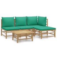 vidaXL 5-tlg. Garten-Lounge-Set mit Grünen Kissen...