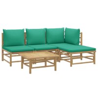 vidaXL 5-tlg. Garten-Lounge-Set mit Gr&uuml;nen Kissen Bambus