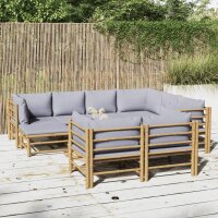 vidaXL 10-tlg. Garten-Lounge-Set mit Hellgrauen Kissen...