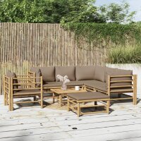 vidaXL 8-tlg. Garten-Lounge-Set mit Kissen Taupe Bambus