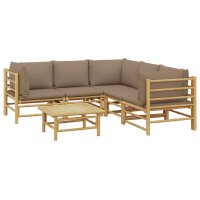 vidaXL 6-tlg. Garten-Lounge-Set mit Kissen Taupe Bambus