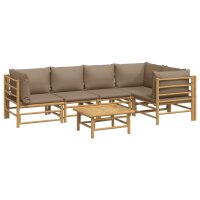 vidaXL 6-tlg. Garten-Lounge-Set mit Kissen Taupe Bambus