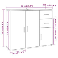 vidaXL Sideboard Räuchereiche 91x29,5x75 cm Holzwerkstoff