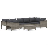 vidaXL 8-tlg. Garten-Lounge-Set mit Kissen Grau Poly Rattan