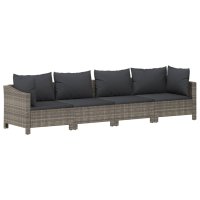 vidaXL 10-tlg. Garten-Lounge-Set mit Kissen Grau Poly Rattan
