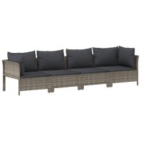 vidaXL 10-tlg. Garten-Lounge-Set mit Kissen Grau Poly Rattan