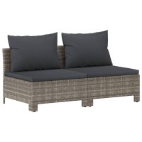 vidaXL 10-tlg. Garten-Lounge-Set mit Kissen Grau Poly Rattan