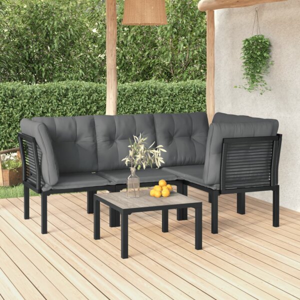 vidaXL 5-tlg. Garten-Lounge-Set Schwarz und Grau Poly Rattan