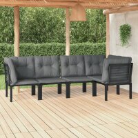 vidaXL 5-tlg. Garten-Lounge-Set Schwarz und Grau Poly Rattan