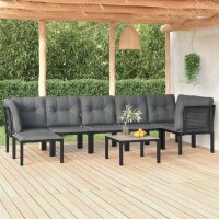 vidaXL 8-tlg. Garten-Lounge-Set Schwarz und Grau Poly Rattan