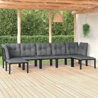 vidaXL 7-tlg. Garten-Lounge-Set Schwarz und Grau Poly Rattan