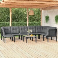 vidaXL 9-tlg. Garten-Lounge-Set Schwarz und Grau Poly Rattan