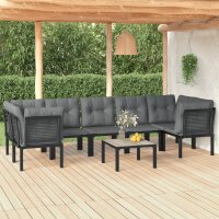 vidaXL 8-tlg. Garten-Lounge-Set Schwarz und Grau Poly Rattan