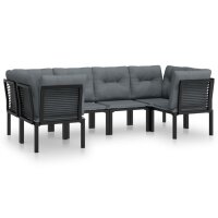 vidaXL 6-tlg. Garten-Lounge-Set Schwarz und Grau Poly Rattan