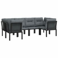 vidaXL 6-tlg. Garten-Lounge-Set Schwarz und Grau Poly Rattan