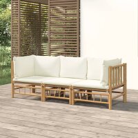 vidaXL 3-tlg. Garten-Lounge-Set mit Cremeweißen...