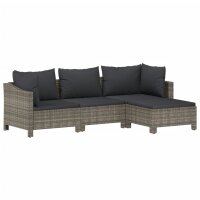 vidaXL 4-tlg. Garten-Lounge-Set mit Kissen Grau Poly Rattan