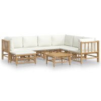 vidaXL 8-tlg. Garten-Lounge-Set mit Cremewei&szlig;en Kissen Bambus