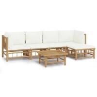 vidaXL 6-tlg. Garten-Lounge-Set mit Cremewei&szlig;en Kissen Bambus