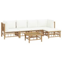 vidaXL 6-tlg. Garten-Lounge-Set mit Cremewei&szlig;en Kissen Bambus