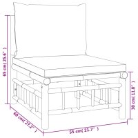 vidaXL 6-tlg. Garten-Lounge-Set mit Cremewei&szlig;en Kissen Bambus