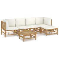 vidaXL 6-tlg. Garten-Lounge-Set mit Cremewei&szlig;en Kissen Bambus