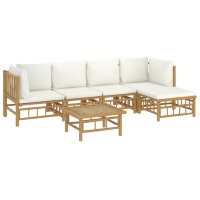 vidaXL 6-tlg. Garten-Lounge-Set mit Cremewei&szlig;en Kissen Bambus