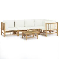 vidaXL 6-tlg. Garten-Lounge-Set mit Cremewei&szlig;en Kissen Bambus