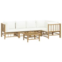 vidaXL 6-tlg. Garten-Lounge-Set mit Cremewei&szlig;en Kissen Bambus