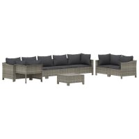 vidaXL 9-tlg. Garten-Lounge-Set mit Kissen Grau Poly Rattan