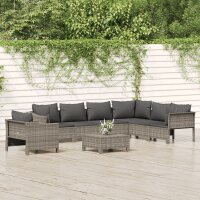 vidaXL 8-tlg. Garten-Lounge-Set mit Kissen Grau Poly Rattan