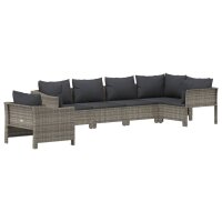 vidaXL 6-tlg. Garten-Lounge-Set mit Kissen Grau Poly Rattan