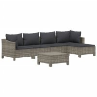 vidaXL 6-tlg. Garten-Lounge-Set mit Kissen Grau Poly Rattan