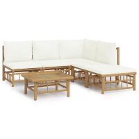 vidaXL 6-tlg. Garten-Lounge-Set mit Cremewei&szlig;en Kissen Bambus