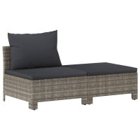 vidaXL 2-tlg. Garten-Lounge-Set mit Kissen Grau Poly Rattan