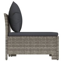 vidaXL 2-tlg. Garten-Lounge-Set mit Kissen Grau Poly Rattan