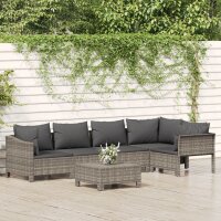 vidaXL 6-tlg. Garten-Lounge-Set mit Kissen Grau Poly Rattan
