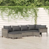 vidaXL 6-tlg. Garten-Lounge-Set mit Kissen Grau Poly Rattan