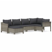 vidaXL 6-tlg. Garten-Lounge-Set mit Kissen Grau Poly Rattan