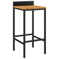 vidaXL 5-tlg. Gartenbar-Set Schwarz Poly Rattan & Massivholz Akazie