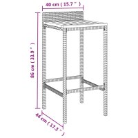 vidaXL 9-tlg. Gartenbar-Set Grau Poly Rattan &amp; Massivholz Akazie