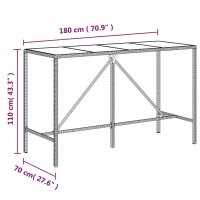 vidaXL 9-tlg. Gartenbar-Set Grau Poly Rattan &amp; Massivholz Akazie